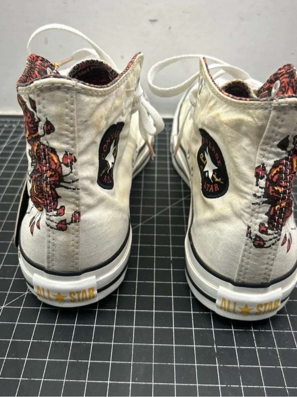 Grateful Dead Converse High Top Sneakers in Cream with Black Accents